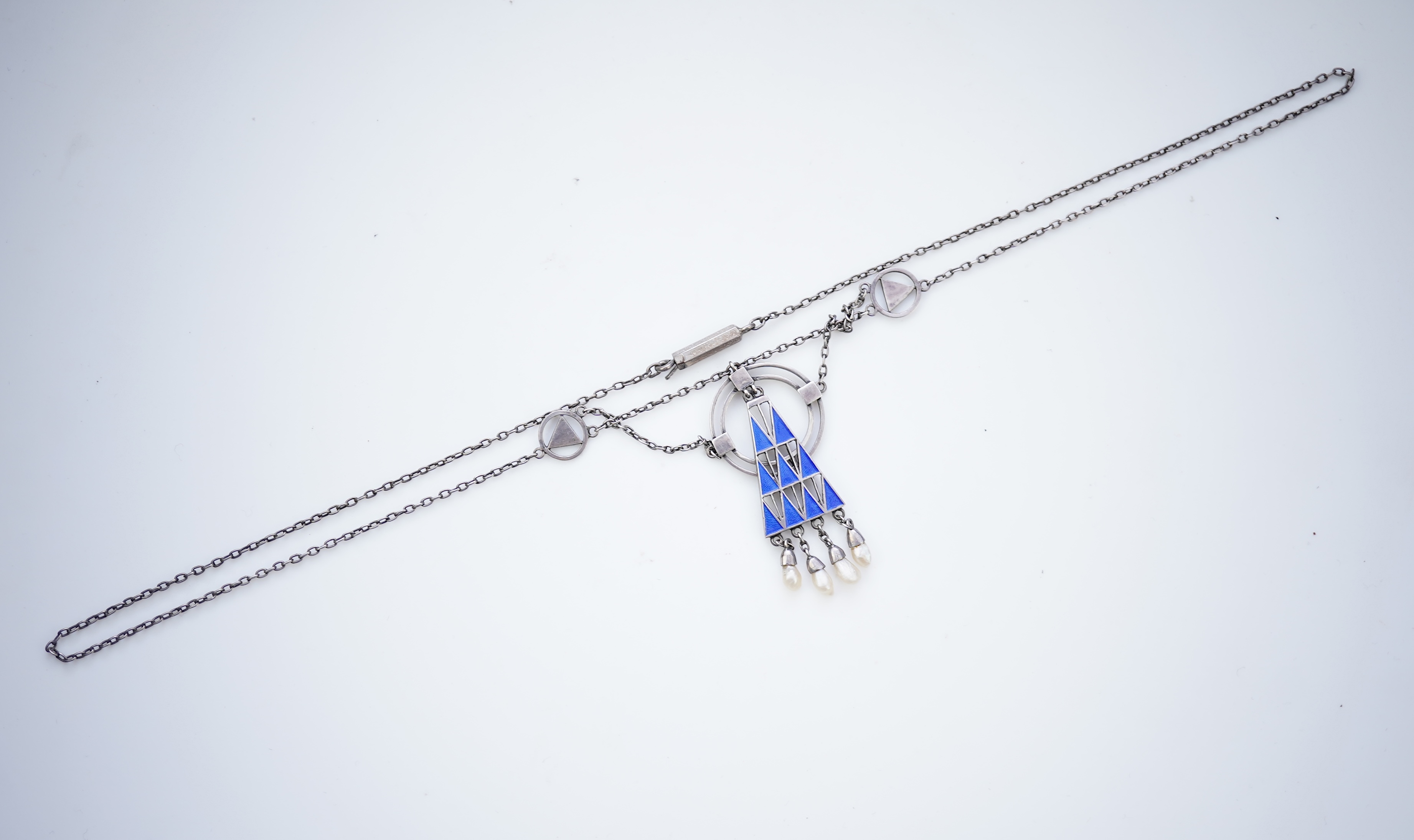 Theodor Fahrner, silver and enamel necklace, early 20th century